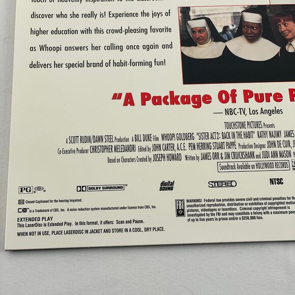 Touchstone Home Video Sister Act 2 Laserdisc LD Collectible Whoopi Goldberg - Picture 4 of 7